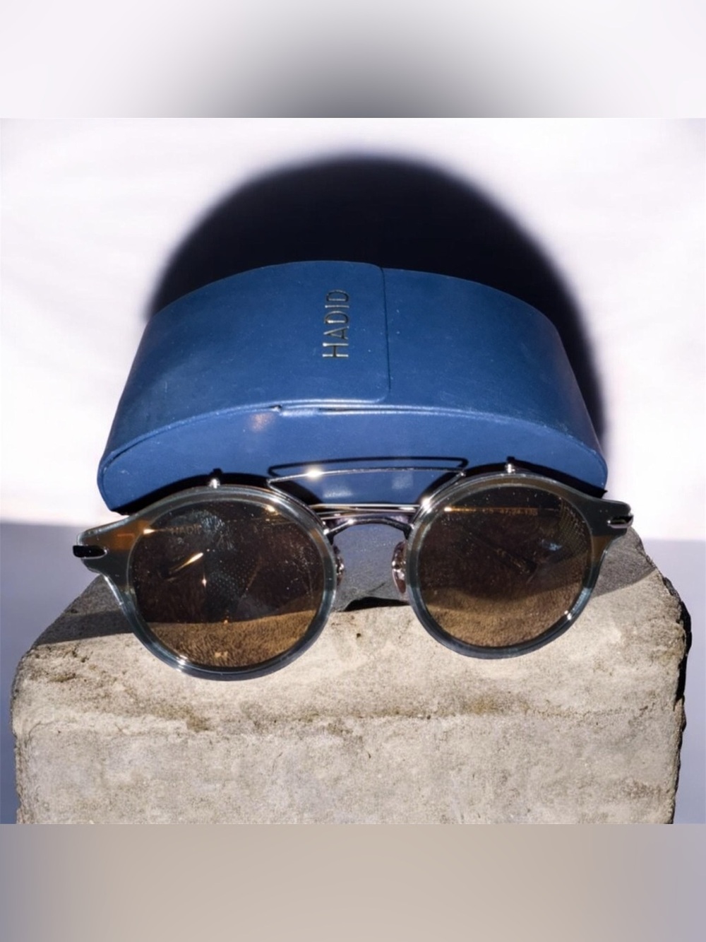 HADID Round Sunglasses with HADID Case - Translucent Brown Lenses